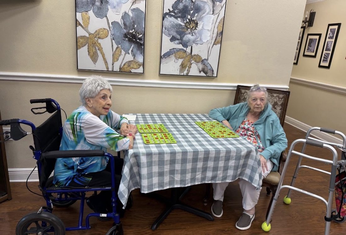Residents playing bingo together