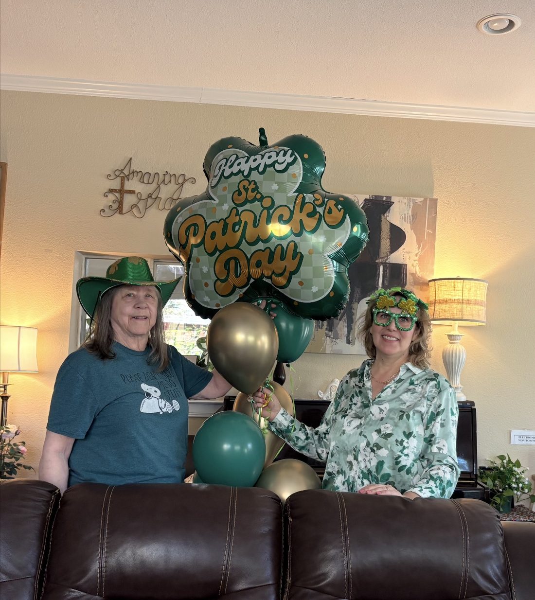 Staff and family celebrating St. Patrick's Day