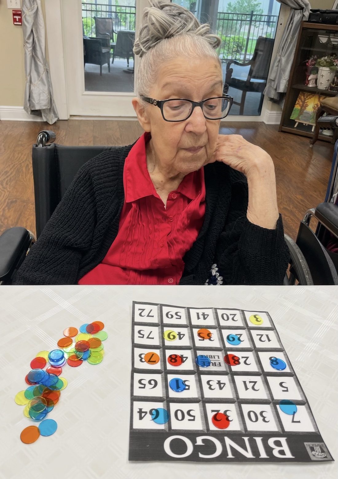 Resident playing bingo