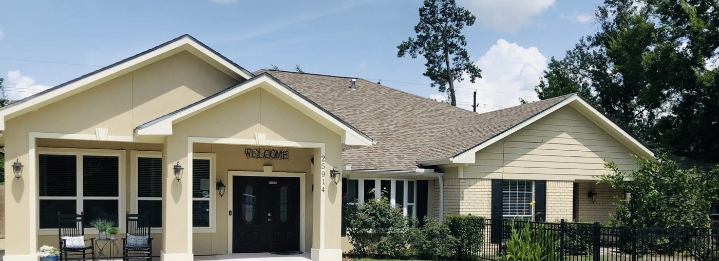 Front entrance of Grace Residential Care Home with Welcome sign